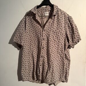 Rowm Shirt Men's XL All over Lizards Cotton Short Sleeve Button‎ Down Coastal